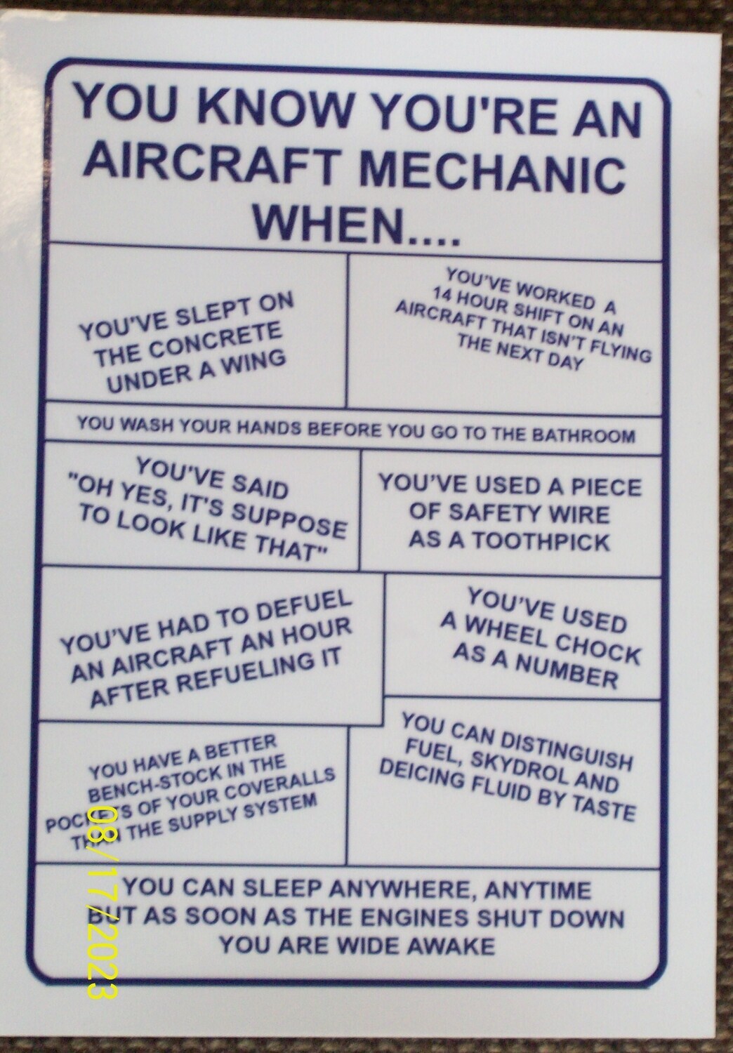 Acft Mech  (This item is on Back Order)