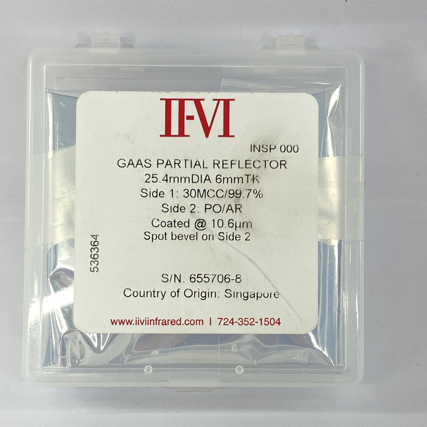 GAAS PART REFL 25.4mmDIA 6mmTK 30MCC/PO 99.7% PO/AR