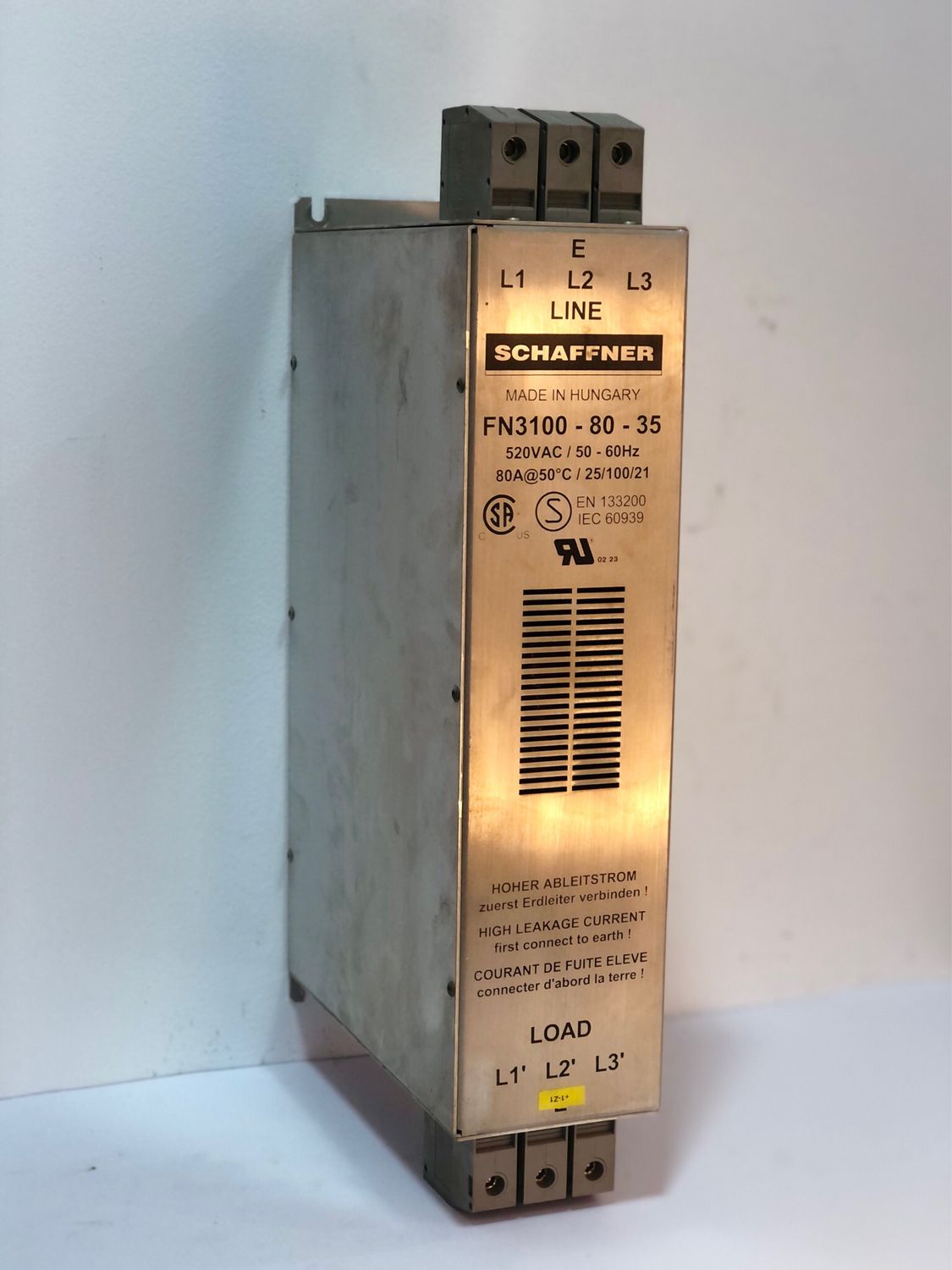 SCHAFFNER  FILTER 3-PHASE 80A 520VAC FN3100-80-35
