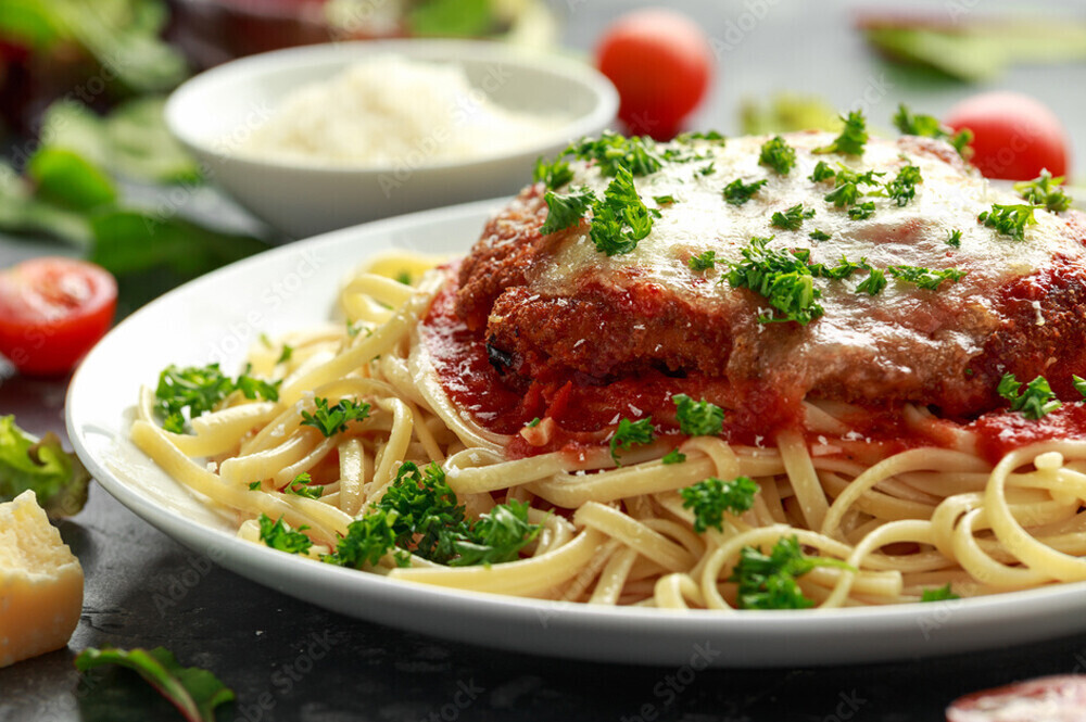 Chicken Parmigiana with Tomato Sauce &amp; Mozzarella