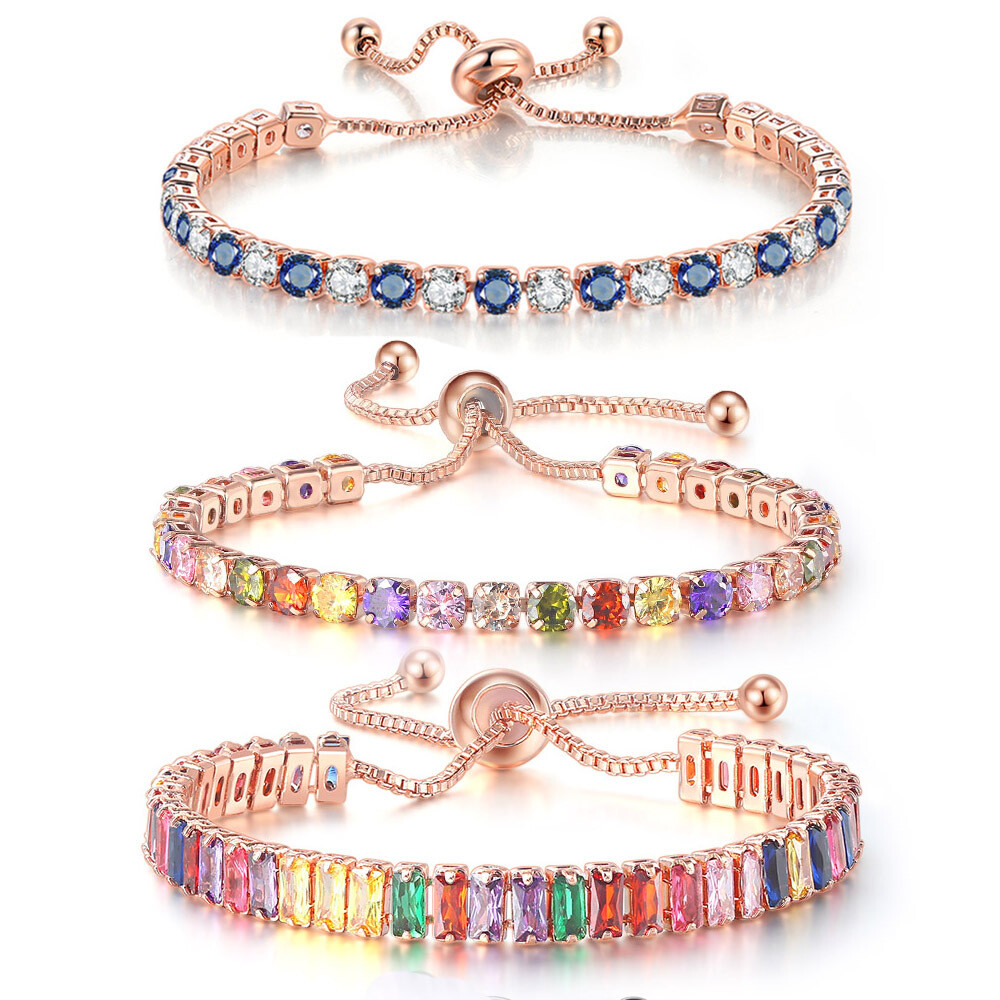 Multicolor Tennis Bracelets For Women Rainbow Colorful Zircon Charm Bracelet