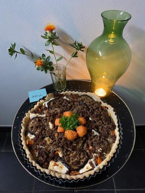 ​Leila's VEGGIE quiche met vegetarisch gehakt, feta, aubergines, zoete aardappel & Oosterse kruidenmix(okt-mei)