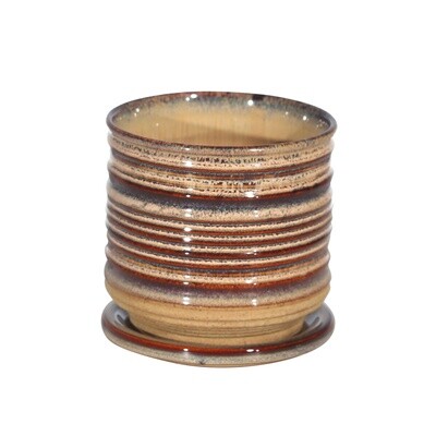 Shades of Brown Ribbed Ceramic Pot