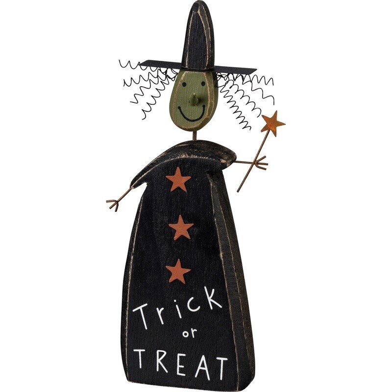 Wooden Trick or Treat Witch