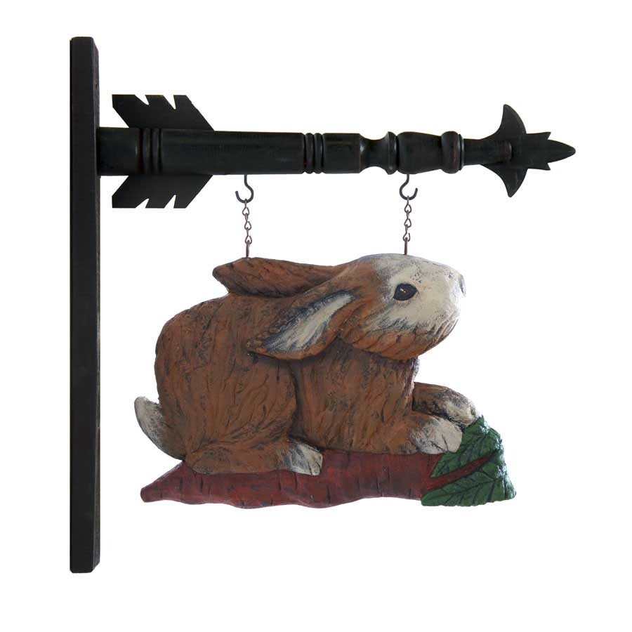 Rabbit with Carrot Laying Down Hanging Sign