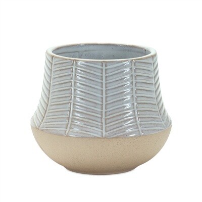 White Chevron Porcelain Pot