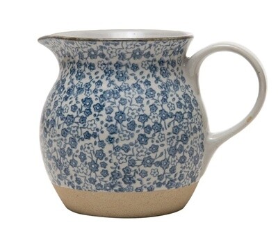 Hand-Painted Floral Pitcher - Blue &amp; White
