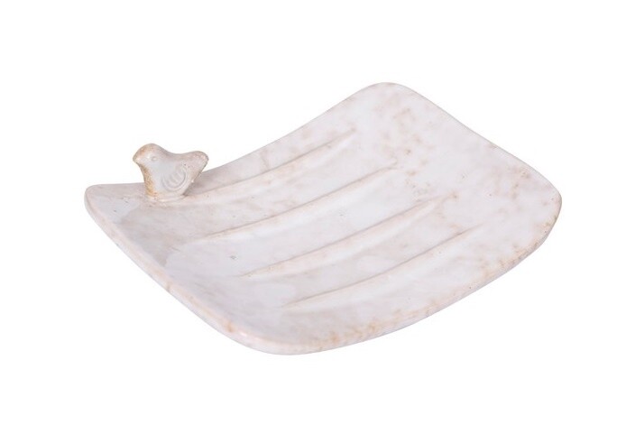Stoneware Soap Dish w/ Birdie
