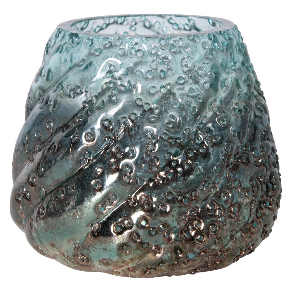 Aqua Ombre Seeded Glass Votive