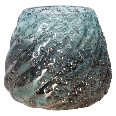 Aqua Ombre Seeded Glass Votive