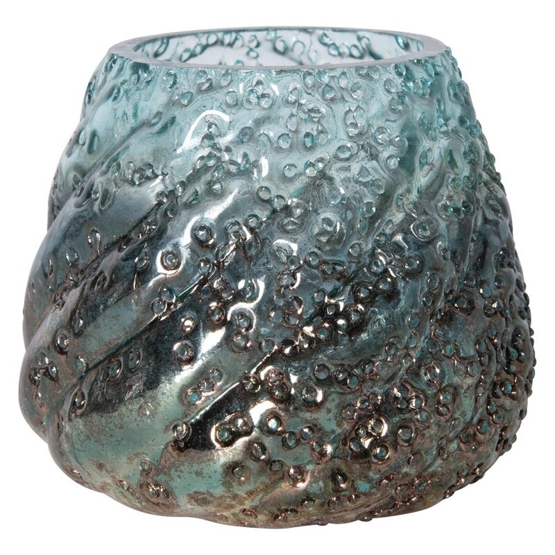 Aqua Ombre Seeded Glass Votive