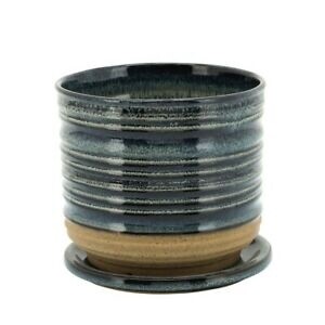 Sage and Navy Ribbed Pot