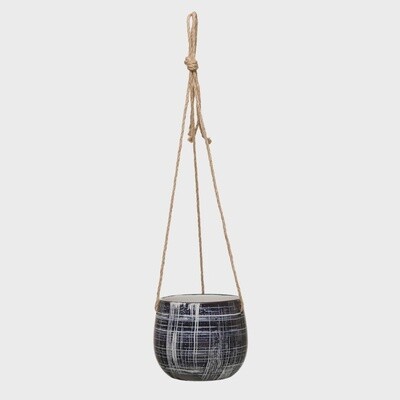 Navy &amp; White Hanging Planter