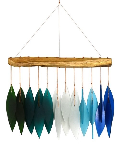 Gradient Ocean Glass Rectangle Wind Chime