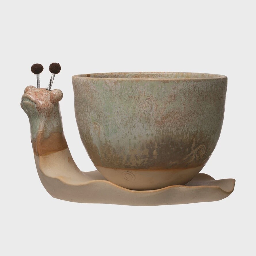 Stoneware Snail Planter