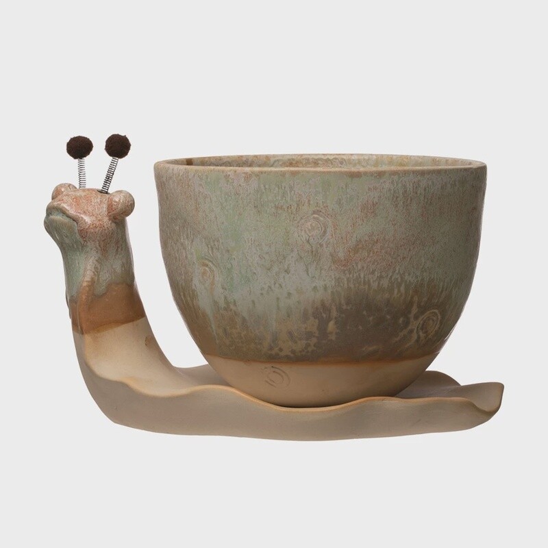 Stoneware Snail Planter