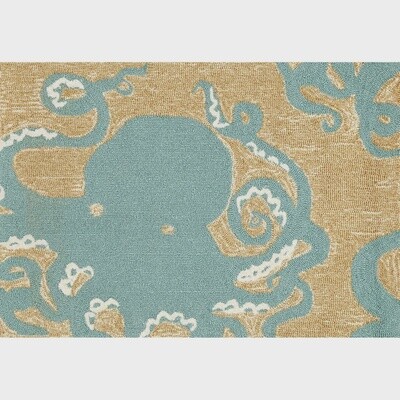 Octopus Aqua Indoor/Outdoor Rug 2&#39;x3&#39;