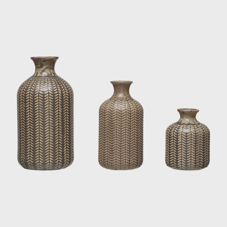 Olive Green Chevron Vase