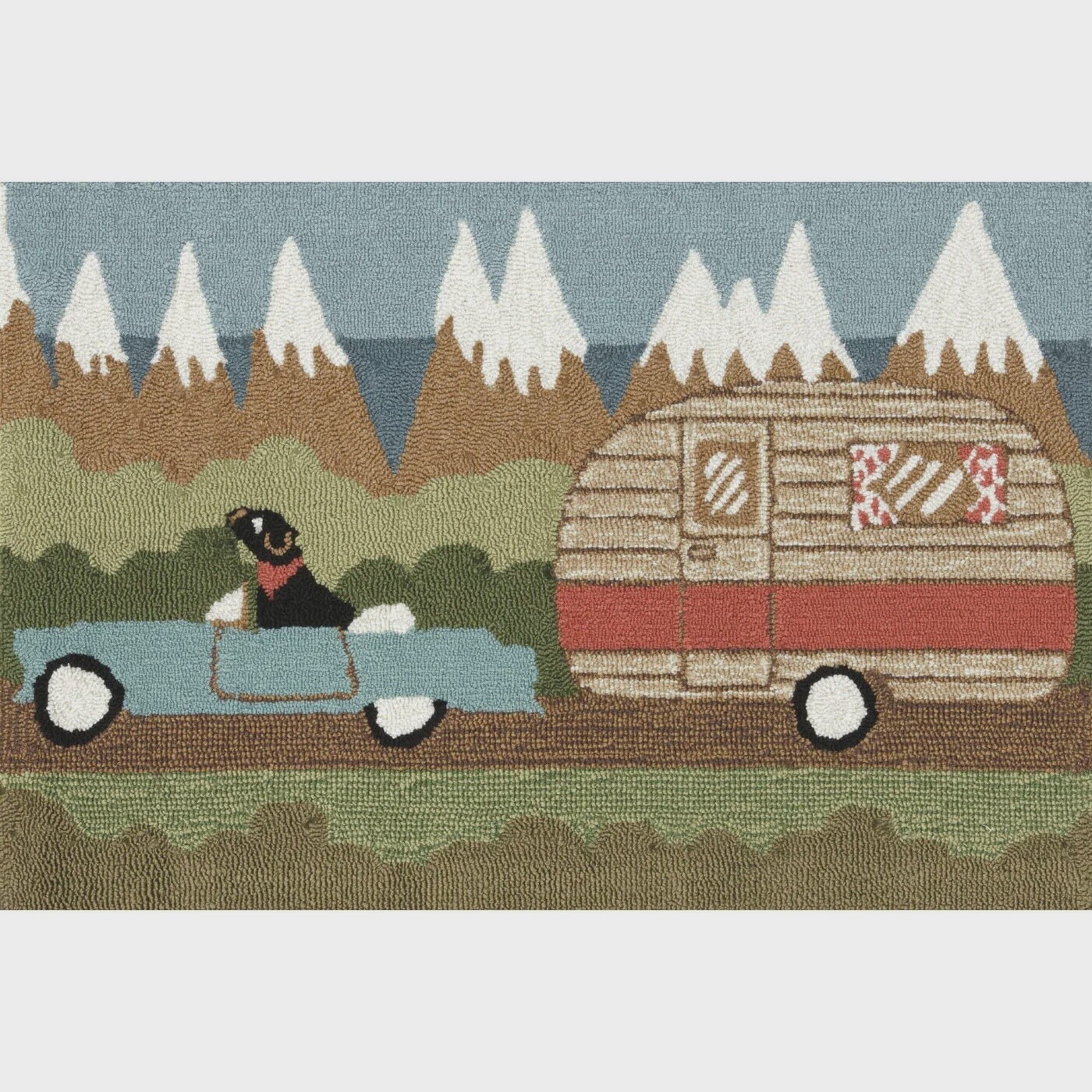Camping Dog Green Indoor/Outdoor Rug 2&#39;x3&#39;