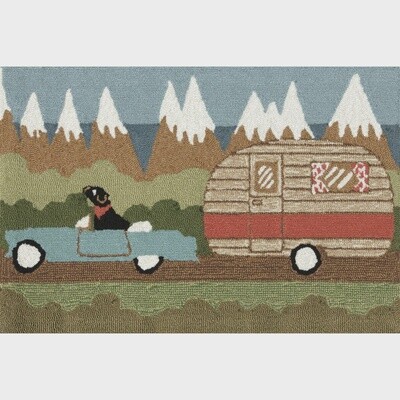 Camping Dog Green Indoor/Outdoor Rug 2&#39;x3&#39;