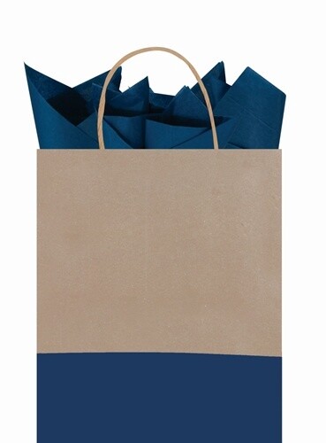Navy Dipped Kraft Gift Bag