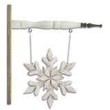 Whitewash Wood Snowflake Hanging Sign