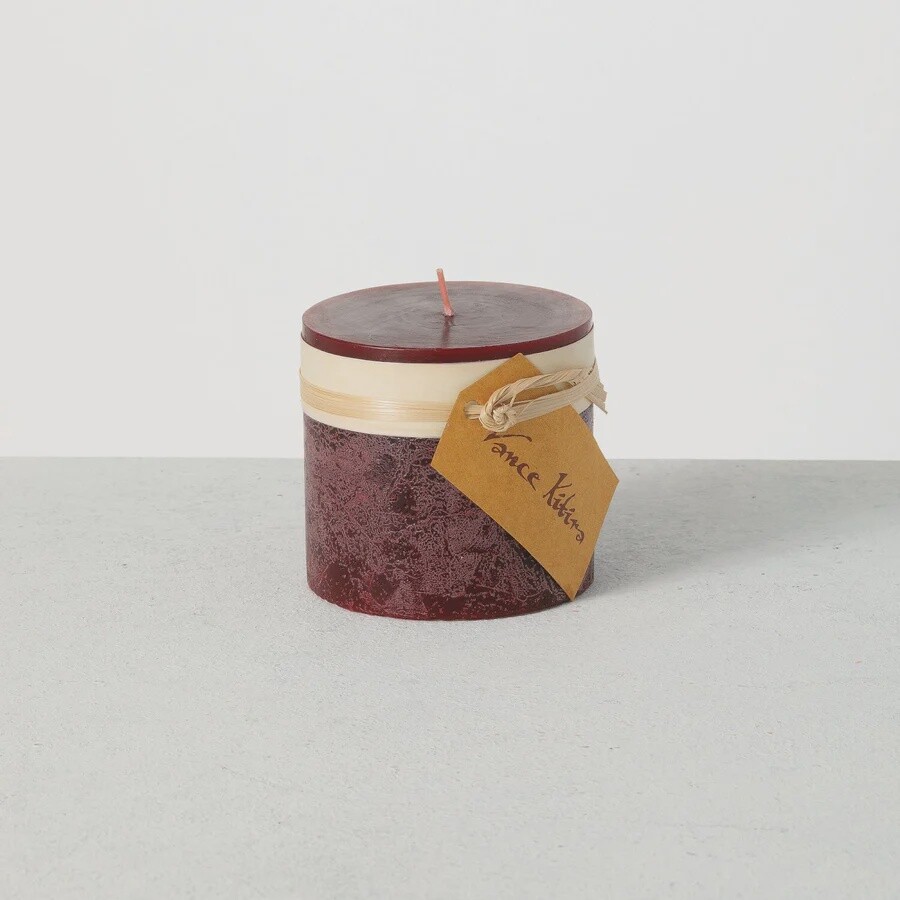 Timber Pillar Candle - Wine, Size: 3.25&quot;