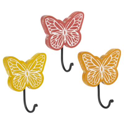 Painted Wood Butterfly Hook
