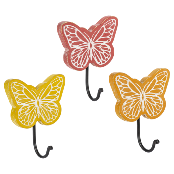 Painted Wood Butterfly Hook