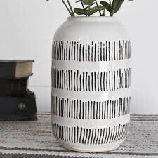 White Vase Grey Vertical Lines