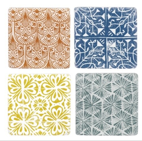 Block Print Coaster set of 4