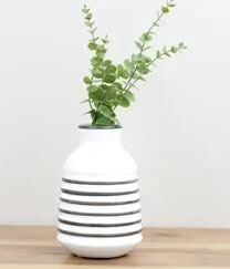 White Vase with Grey Stripes