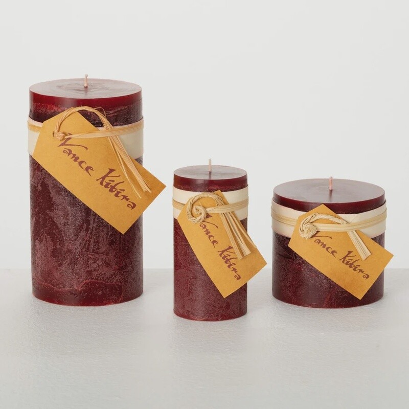 Timber Pillar Candle - Wine