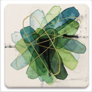 Green Blue Abstract Coaster - Square