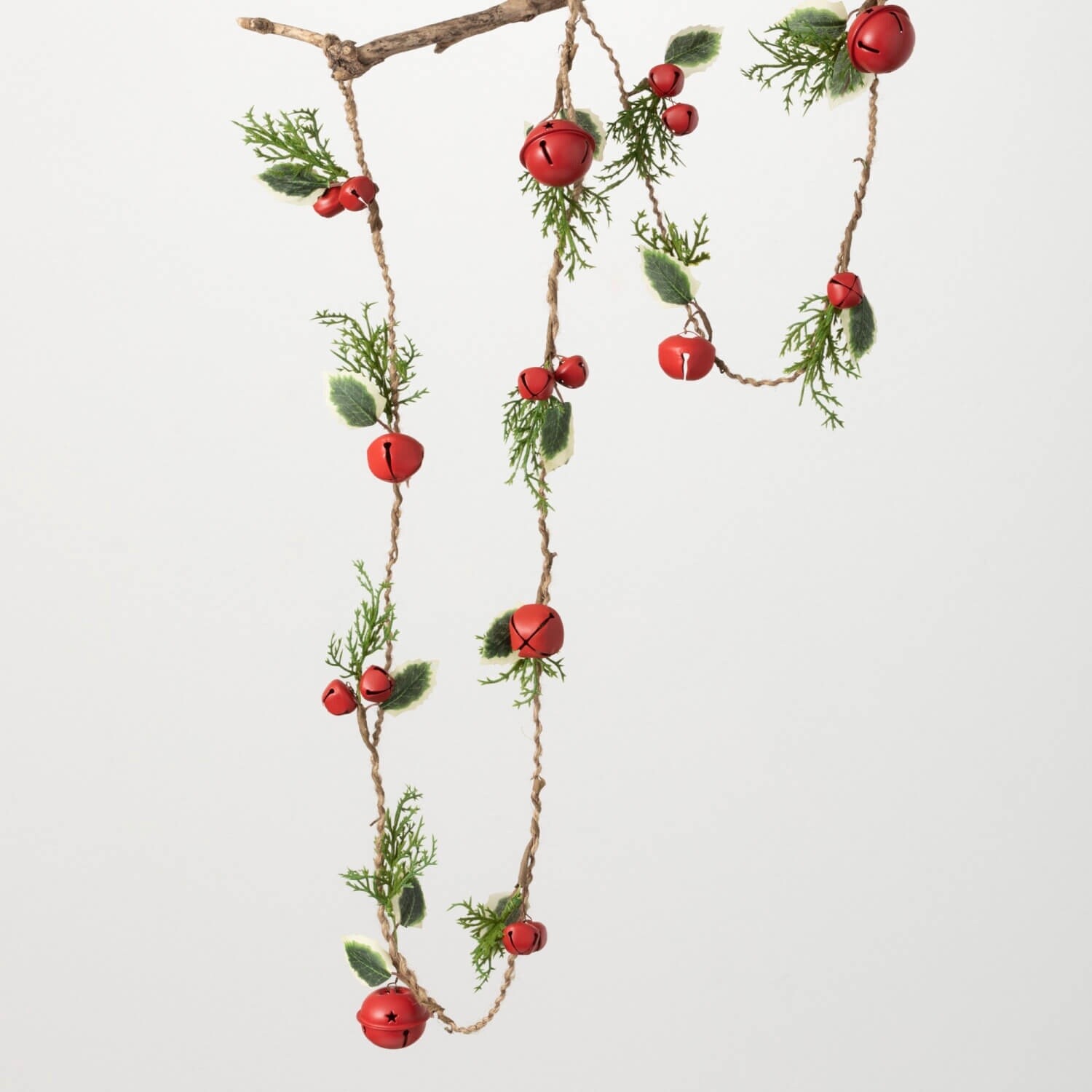 Red Jingle Bell &amp; Leaf Garland 60&quot;