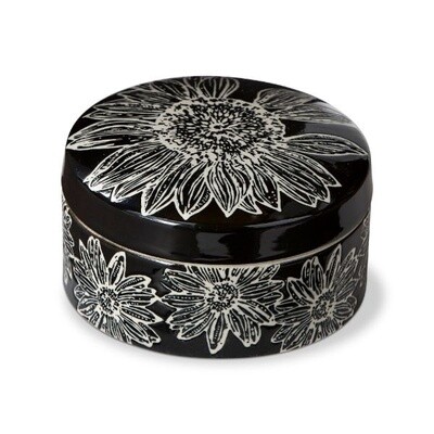 Ivory Flower Black Trinket Dish