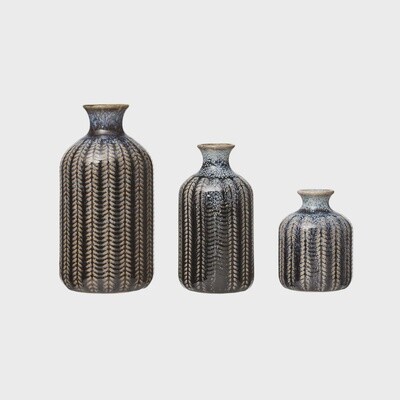 Navy Blue Chevron Vase