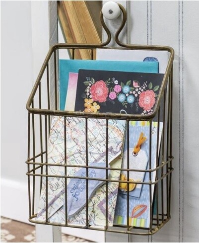 Rustic Gold Metal Wall Basket