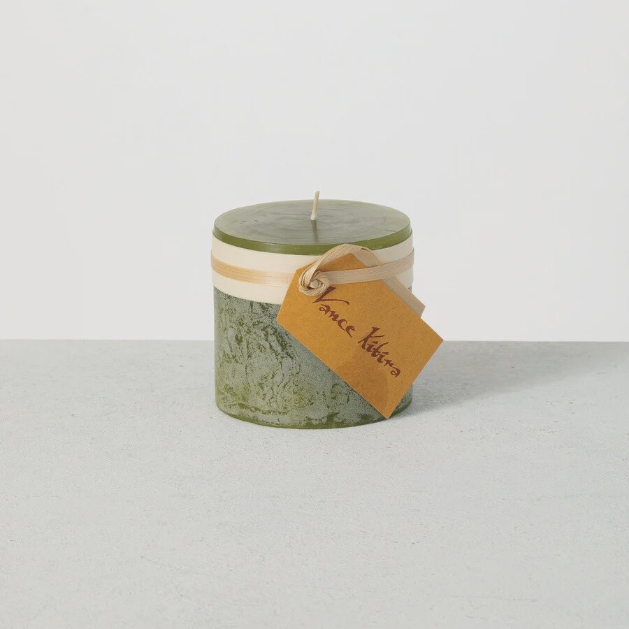 Timber Pillar Candle - Moss, Size: 3.25&quot;