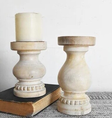 Mango Wood Candle Holder Pillar