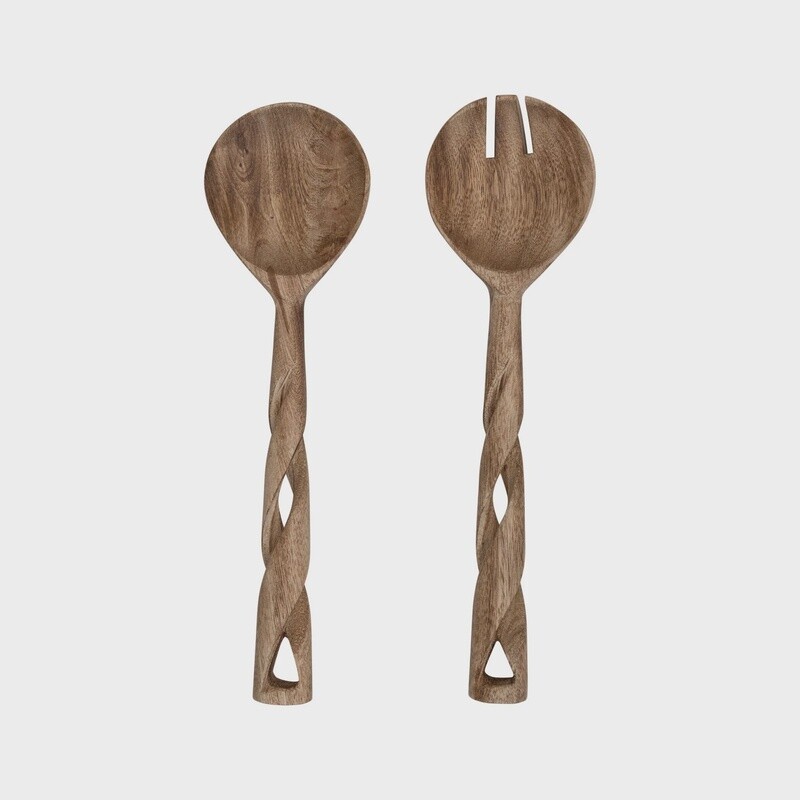 Mango Wood Servers Twisted Handles set/2