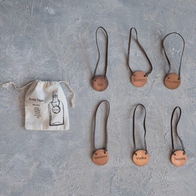 Leather &amp; Iron Engraved Bottle Tags