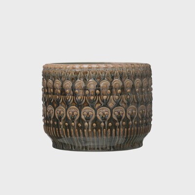 Embossed Stoneware Planter