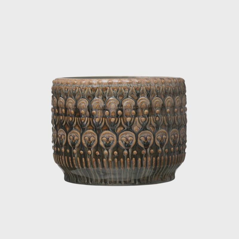 Embossed Stoneware Planter
