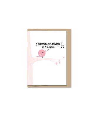 Pink Bird Congrats Mini Card