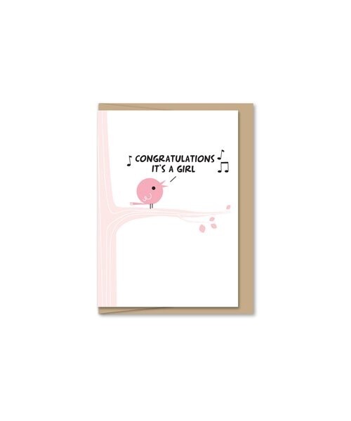 Pink Bird Congrats Mini Card