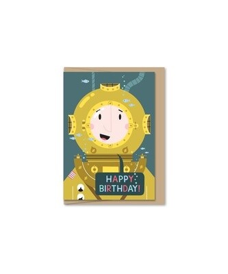 Happy Birthday Diver Mini Card