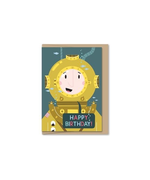 Happy Birthday Diver Mini Card