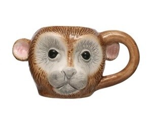 Ceramic Animal Head Mug, Pattern: Monkey