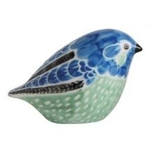 Hand Painted Stoneware Birds, Color: Blue/Teal